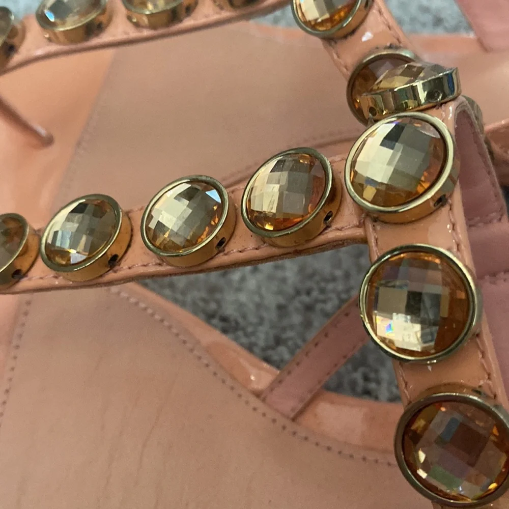 Tory Burch Patent Jeweled Sandals Sz 7.5